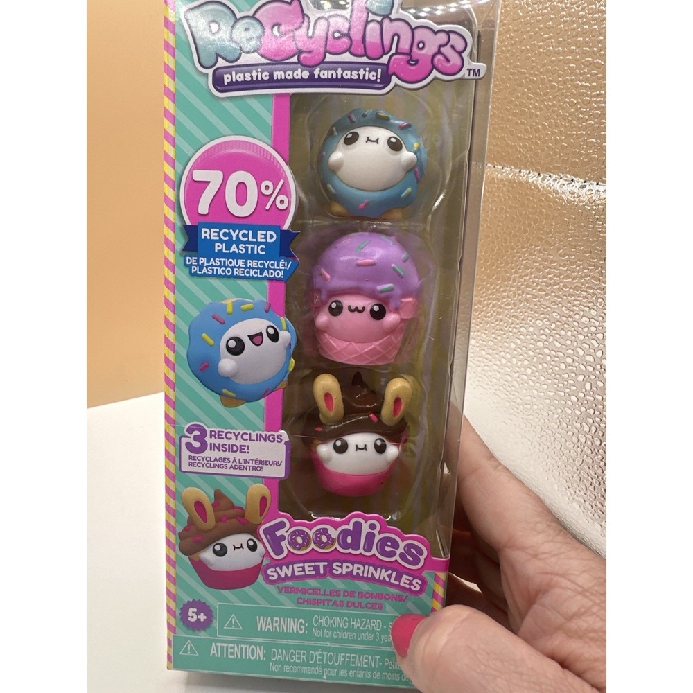 ReCyclings Mini Figures FOODIES SWEET SPRINKLES cupcake donut ice cream 3 Ct/NEW